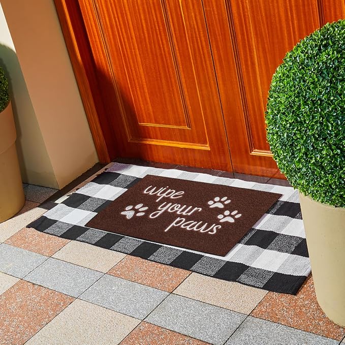 Welcome Door Mats for Outdoor Entrance Funny Door Mat Wipe Your Paws Floor Mat, Welcome Mats for Front Door Indoor Non Slip Backing Rubber Mat for Outside Dog