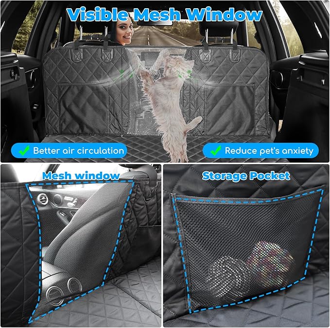 URPOWER XL Dog Back Seat Extender for Crew Cab Truck, Hard Bottom Dog Car Seat Cover Holds 550lbs Waterproof Dogs Car Hammock Pet Backseat, Pet Truck Accessories for F150 / RAM 1500/ Tundra Crew Cab