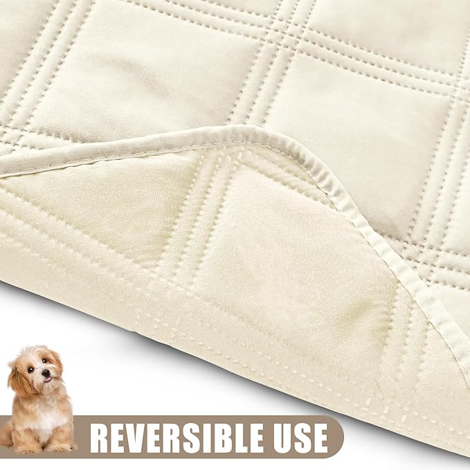 Smiry Waterproof Dog Bed Cover Blanket 40x80, Soft Reversible Pet Blanket, Washable Leakproof Cats Dogs Couch Cover for Sofa, Couch, Furniture, Lattice, Beige/Beige