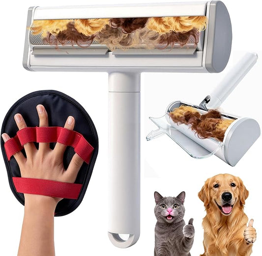 Yoioyms Pet Hair Removal Set, Pet Hair Removal Glove for Dogs & Cats, Roller Pet Hair Remover, 2 in 1 Pet Hair Removal Tool for Clothing, Couch, Furniture&Laundry, Pet Fur Remover