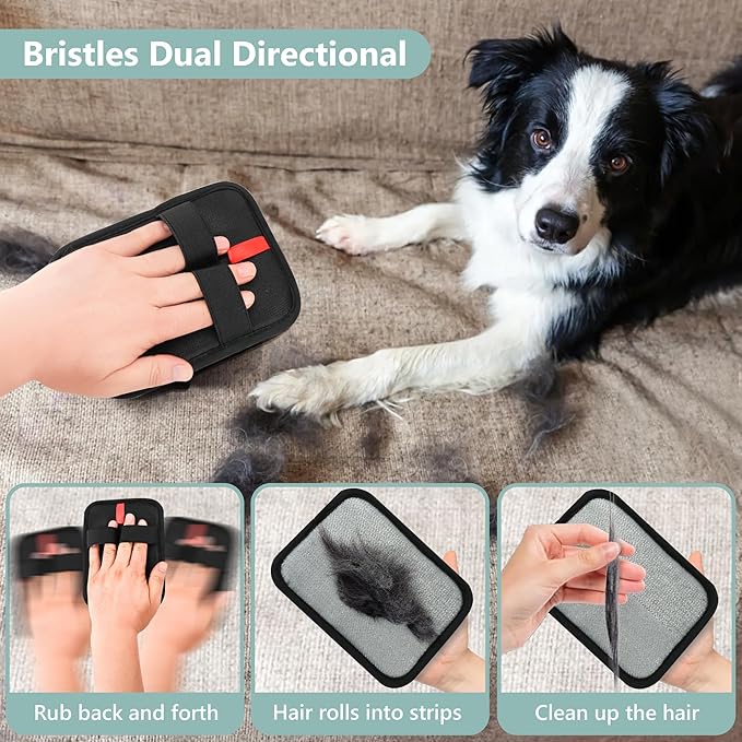 Pet Hair Removal Glove - Reusable Electrostatic Dog/Cat Hair Remover Mitt & Pet Grooming Gloves for Couch, Carpet, Furniture - Upgraded Electrostatic Dog Tool (2 PCS)