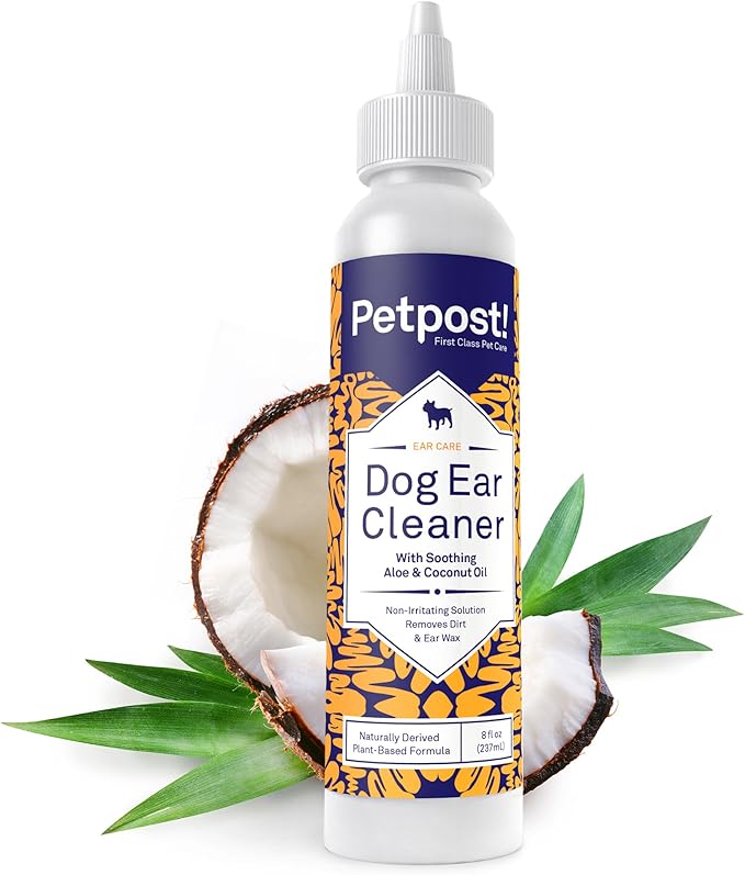 Petpost | Dog Ear Cleaner - Natural Coconut Oil Solution - Best Remedy for Odor - Dog Ear Problems - Chemical & Irritant Free 8 oz.