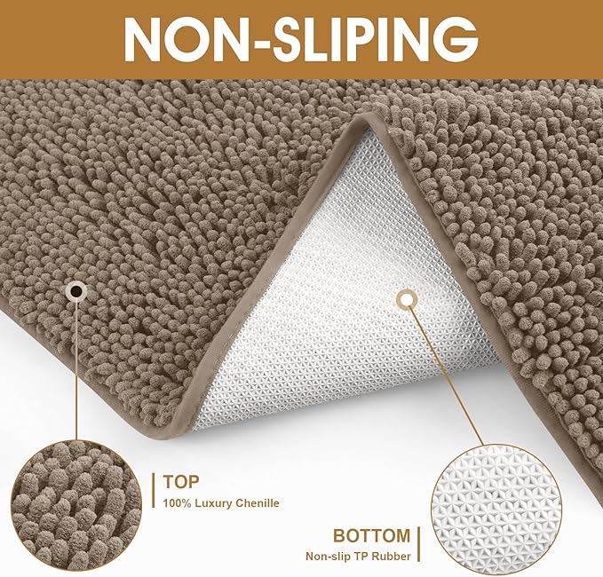 Extra Large Dog Door Mats for Muddy Paws, 60" x 36" Chenille Absorbent Mud Mat for Dogs, Non Slip Heavy Dog Rugs For Muddy Paws, Soft Indoor Door Mat for Entryway, Mud Paw, Inside Floor, Beige