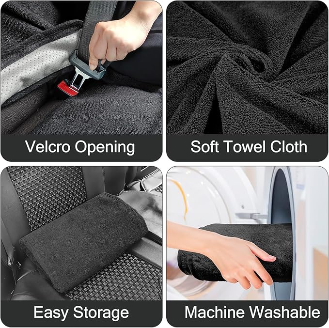 Back Seat Cover Waterpoof Rear Bench Towel Seat Cover for Gym Swimming Surfing Running, Non-Slip Rear Seat Protector Universal Fits Most Auto Truck Van and SUV (Bench Black)