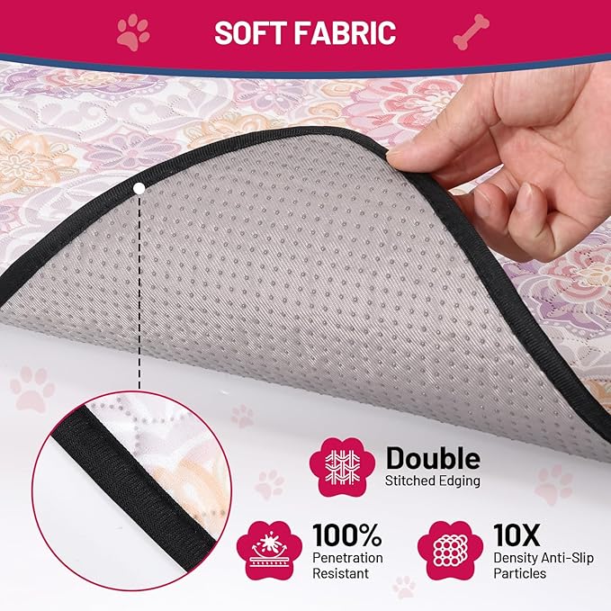 Washable Dog Pee Pads, 36"x40" Reusable Absorbent Dog Pads, Washable, Waterproof & Non-Slip Puppy Pads for Potty Training, Crate, Playpen, Whelping, Mandala Floral Pattern (Pack of 2)