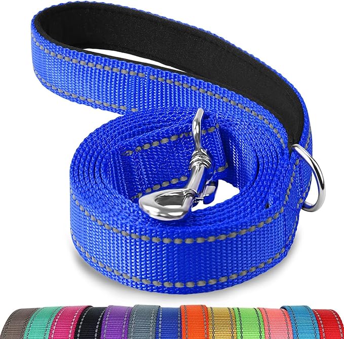 Joytale Dog Leash, 6 FT Double-Sided Reflective, Padded Handle Nylon Heavy Duty Leashes for Medium & Large Dogs Walking, Navy Blue