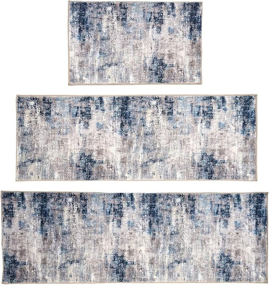 Kitchen Rug Set 3Pcs, Boho Rug Sets Non Slip Washable for Floor Thick Farmhouse Kitchen Decor Runner Rugs for Kitchen, Entryway，Laundry, Hallways 20''x32''+20''x48''+20''x59