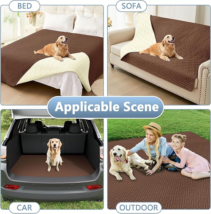 hyha Waterproof Dog Blanket, Soft Dog Bed Cover Pet Blankets, Waterproof Sofa Couch Cover for Dogs Washable, Reversible Pet Couch Covers for Sofa Furniture (30x70 Inch, Brown/Beige)