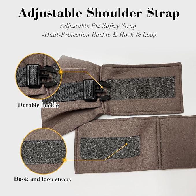 Dog Sling Carrier for Small Dogs & Cats up to 15 lbs, Hands-Free Pet Carrier Bag, Plus Size L Fits 47-53 in Bust, Padded Strap, Safety Leash, Caramel