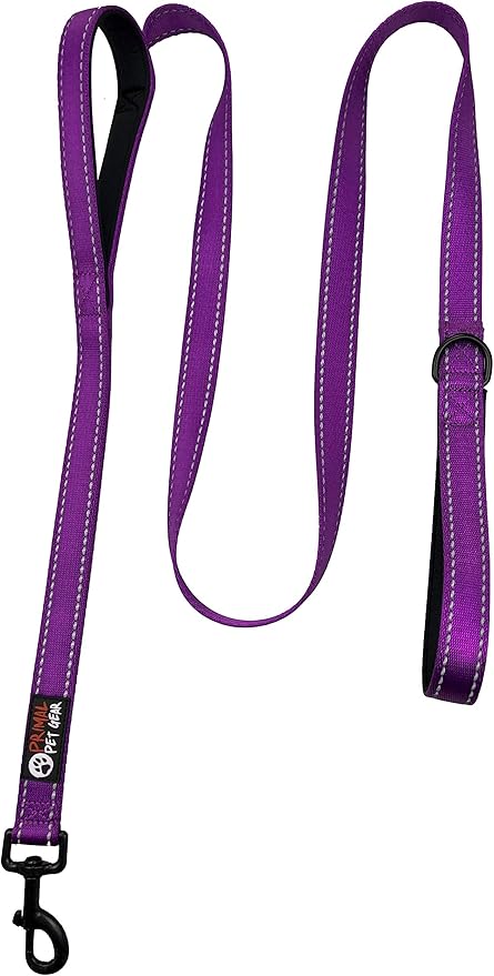 Primal Pet Gear Dog Leash 6ft Long,Traffic Padded Two Handle,Heavy Duty,Reflective Double Handles Lead for Control Safety Training,Leashes for Large Dogs or Medium Dogs,Dual Handles Leads(Purple)