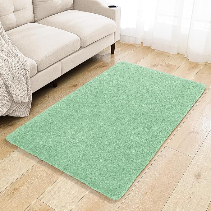 Light Green Bathroom Rugs 36"x60" - Extra Large Microfiber Bath Mat, Non Slip Absorbent and Washable Bathroom Rug, Plush Fluffy Floor Mat - Ideal for Spacious Bathrooms or Bedrooms
