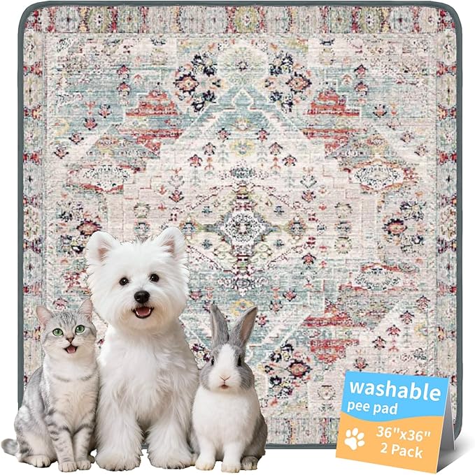 Dog Pee Pads Training Pads Upgrade Triple Thickness All-Purpose Super Absorbent & Leak-Proof, Quick Dry and Leak-Proof and Odor Control (Blue/White/Multi, 36" x36"x2PCS)