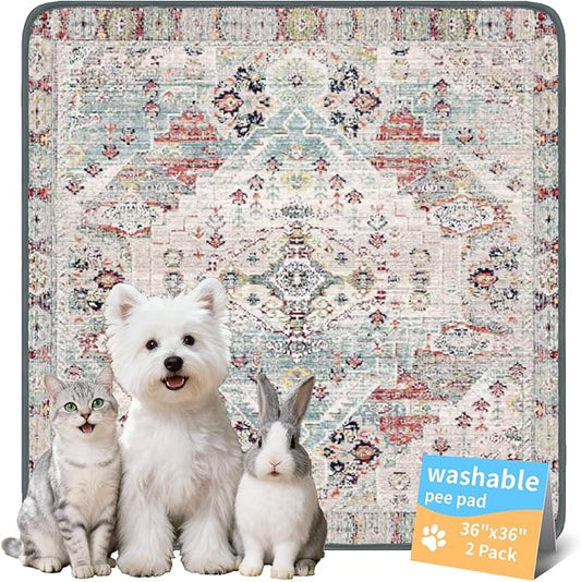Dog Pee Pads Training Pads Upgrade Triple Thickness All-Purpose Super Absorbent & Leak-Proof, Quick Dry and Leak-Proof and Odor Control (Blue/White/Multi, 36" x36"x2PCS)