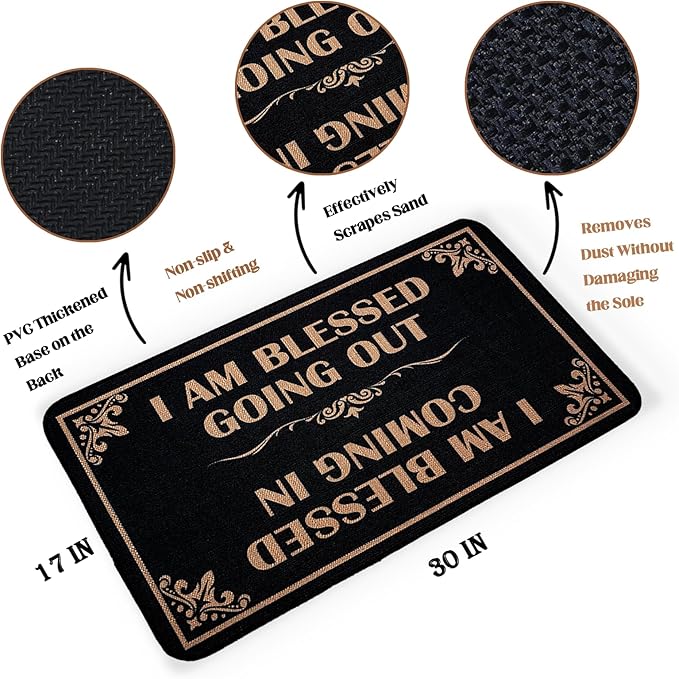 CHACHAHAER Funny Welcome Door Mat - Blessed Coming & Going Bless Doormat 30"(W) X 17"(L) Suitable for Entrance Interior Doormats