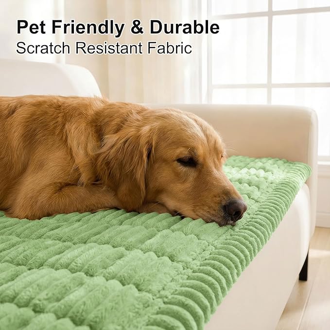 Smiry Couch Cover for Dogs, Non Slip Washable Sofa Protector for Pets, Soft Furniture Cover for Pet, Stylish Sofa Covers, Cozy Protect Against Fur, Dirt & Everyday Messes (Grass Green, 35.4" x 95")