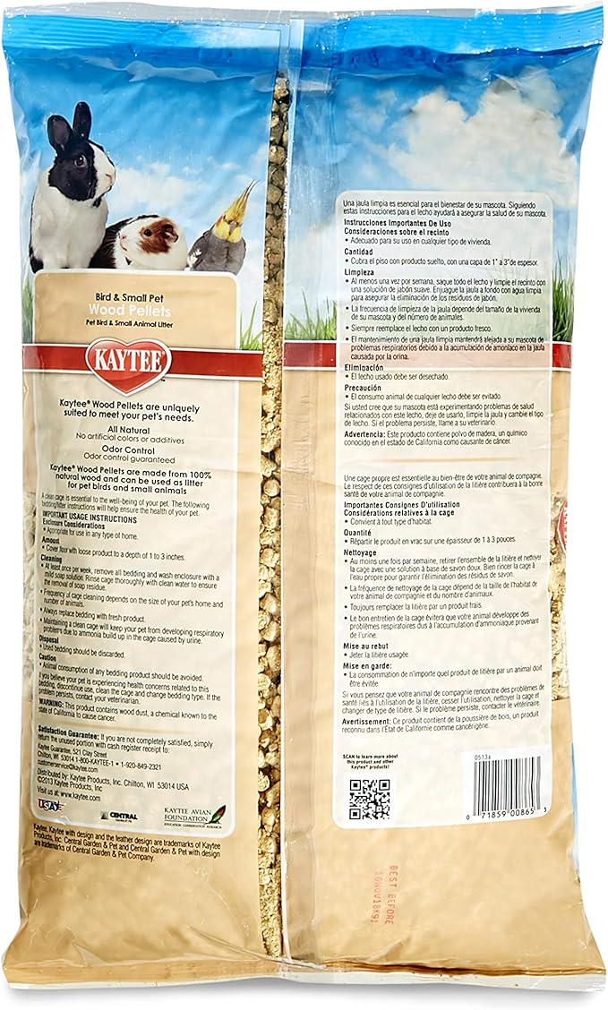 Kaytee Wood Pellets Small Animal | 100% Natural | Dust-Free | Non-Stick | 4.9 L, Pack of 6