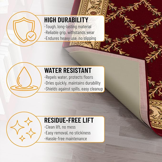Ottomanson 3' x 5' Non-Slip Rug Pad Gripper 1/4 Inch Thick Dual Surface Felt + Rubber Gripper - Safe for All Floors, Brown