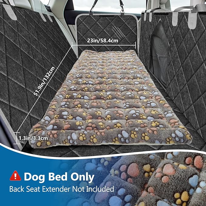 Thickened Dog Bed for Car Back Seat, Upgraded Bottom Non-Slip, Fits Hard Bottom car seat Cover for Dogs, Premium Mixed Color, Dog Car Seat Cover