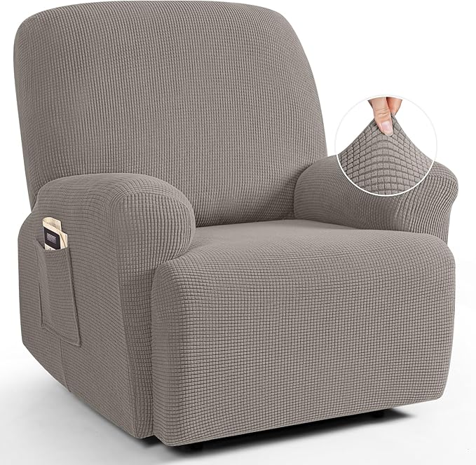 TAOCOCO Oversized Recliner Chair Covers, 1 Seater Streach Recliner Covers Soft Couch Protector Furniture Protector Covers with Elastic Chair Cover Jacquard Pattern (Pale Brown)