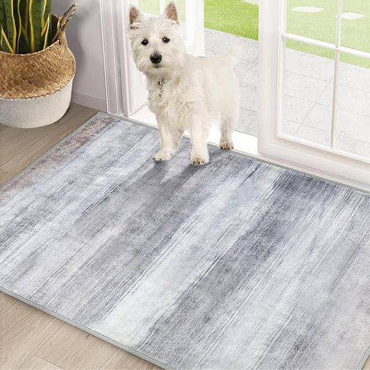 COMSLE Door Mat, Front Door Mat Indoor for Entrance Faux Wool Absorbent Non Slip Modern Throw Rug for Entryway Hallway Muddy Paws - Pet Friendly, 32x48 Inches,Brown Machine Washable