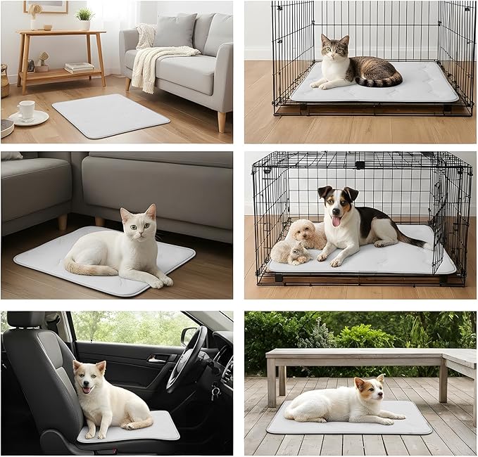 Cooling Pet Mat – 35x23 Dog or Cat Cool & Comfy, Soft Breathable Self-Cooling Pad, Pet-Safe, Durable, Perfect for Hot Weather, Naps, Crates, Cars, Couch, Washable & Easy to Take Anywhere, Gray