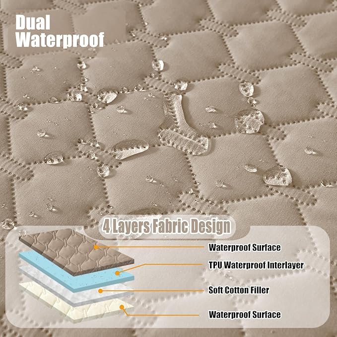 Smiry Waterproof Dog Bed Cover Blanket, Soft Reversible Pet Blanket, Washable Leakproof Cats Dogs Couch Cover for Sofa, Couch, Furniture, Plaid (40x50 Inch, Taupe/Beige)