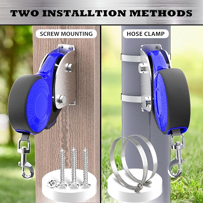 X-TECOKIT Heavy Duty Retractable Leash Wall Mount,Secure Dog Parking Station for Hands-Free Convenience,Rustproof&Chewproof Tie Out Hook,Indoor-Outdoor Safety Anchor for All Dog Sizes