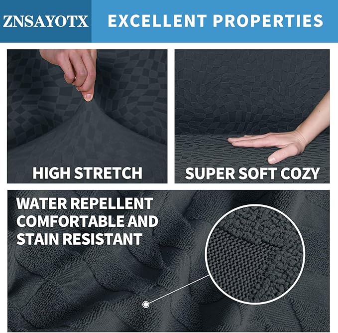 ZNSAYOTX Fashion Futon Cover (67"-82") Stretch Fit Armless Sofa Bed Slipcover, Universal Foldable Sofa Mattress Protector Full Queen Size, Irregular Plaid Texture Jacquard Futon Protector (Dark Gray)