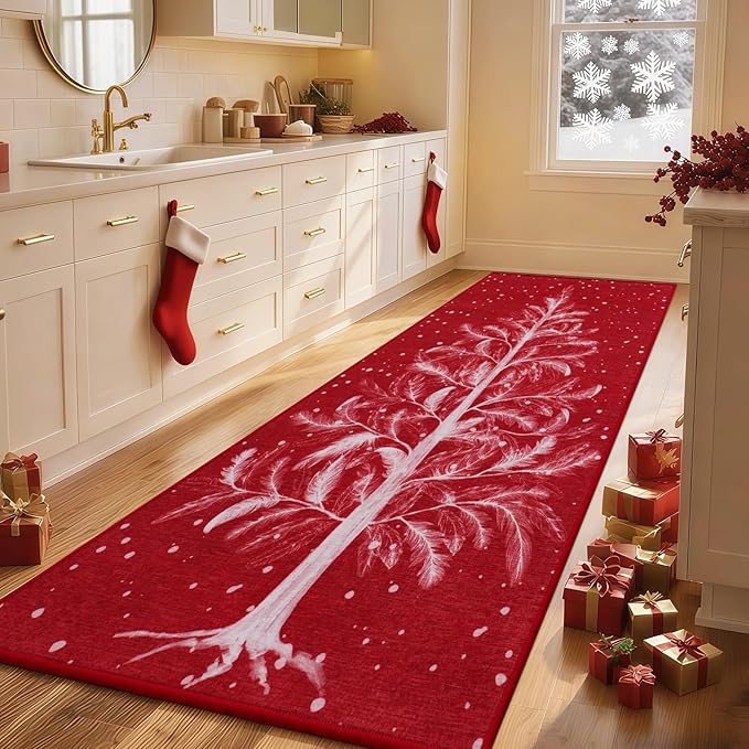 IM HOME Christmas Runner Rugs 2'X4', Untra-Thin Runner Rug Doormat for Hallway, Non Slip and Machine Washable Christmas Runners for Floor, Bedroom, Living Room, Tree