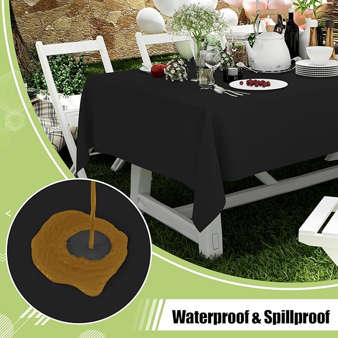 Smiry Disposable Table Cloth 12 Pack, 54 x 108 Inch Waterproof Plastic Tablecloth, Decorative Rectangle Table Covers for Party, Birthday, Picnic, Black