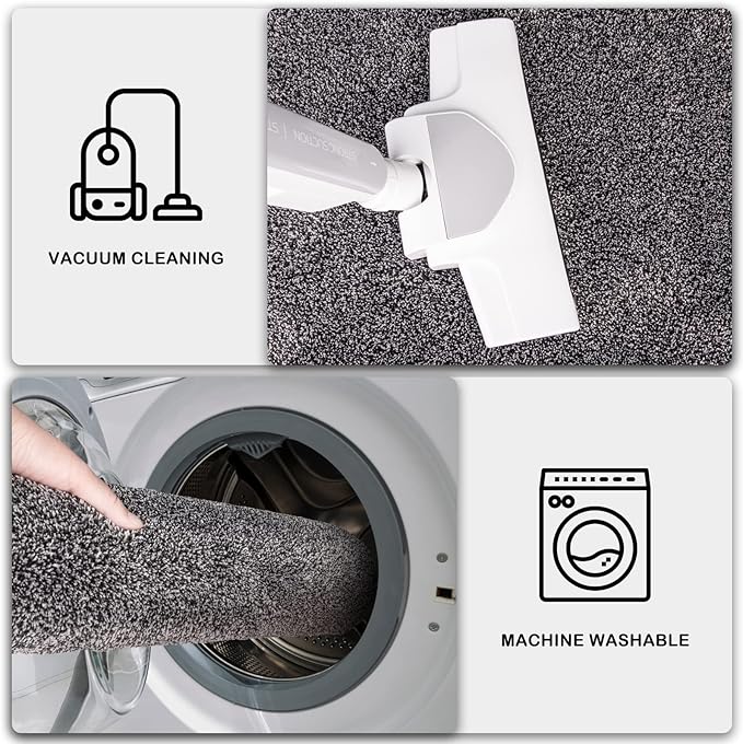 PURRUGS Dirt Trapping Door Mat 31.5" x 47", Non-Slip Machine Washable Entryway Rug, Dog Doormat, Indoor Front Door Mat, Super Absorbent Entry Rug for Muddy Shoes & Paws,Light Grey-Dark Grey