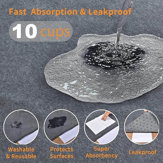 LOOBANI 2 Packs Extra Large Reusable Dog Mat for Floor, Non-Slip Washable Pee Pads for Dogs, Fast Absorbent Pet Whelping Pads, Puppy Playpen Mat for Incontinence, Housebreak, Crate, 72x72in, Mix