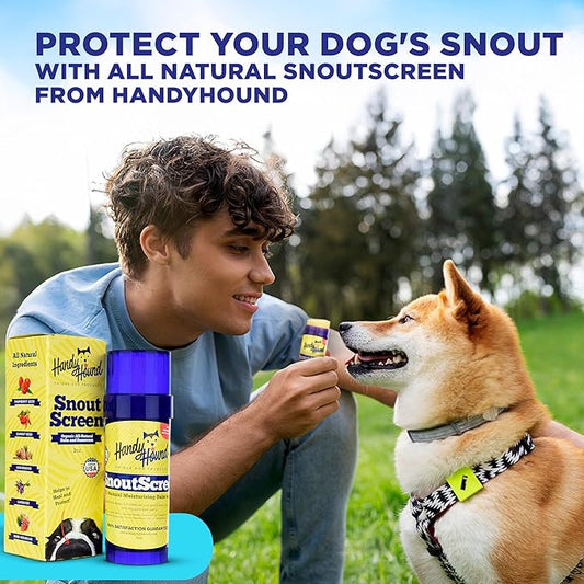 Handy Hound SnoutScreen Dog Nose Balm and Paw Balm, Moisturizing Formula for Dry or Cracked Noses, Vet Recommended, Made in USA, Protects Against UVB and UVC Rays, 2 oz
