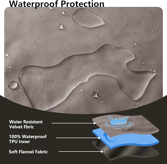 Tuffeel Waterproof Blanket for Couch, Leak Proof Dog Bed Blankets Reversible, Pet Throw Sofa Furniture Protector Machine Washable-52 x82,Light Brown+Dark Brown