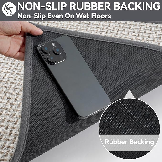 YDKGL Door Mat 31"x47", Dirt Resistant and Absorbent, Non-Slip Rubber Backing Floor Mats, Easy Clean Low-Profile Doormat for Entryway, Front Door, Inside Entrance, Gray