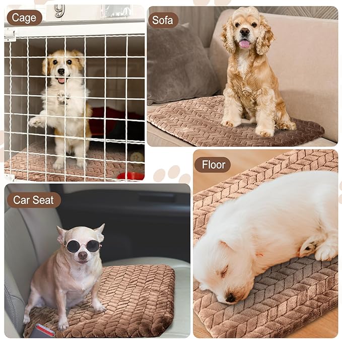 Drydiet 4 Pack Self Heating Cat Pad 16 x 20 Inch Self Warming Cat Bed Non Slip Warm Dog Pad Mat Washable Pet Kennel Crate Bed Mat for Indoor Outdoor Pets(Camel,16 x 20 Inch)