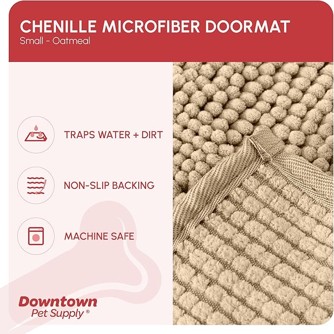 My Doggy Place Dog Mud Mat, 18" x 24" Oatmeal – Thick Microfiber Entry Rug for Snow, Mud & Salt – Absorbent, Quick-Dry, Washer-Safe & Non-Slip, Small