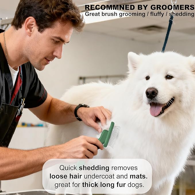 Dog Brushes for Poodle,Doodle,Bernedoodle,Chow Chow Best Slicker Brush for Dogs Thick Long Curly Hair Shedding,Detangles,Fluffy,Grooming,Remove Loose Hair Long Pin Slicker Brush for Shedding.(Large)