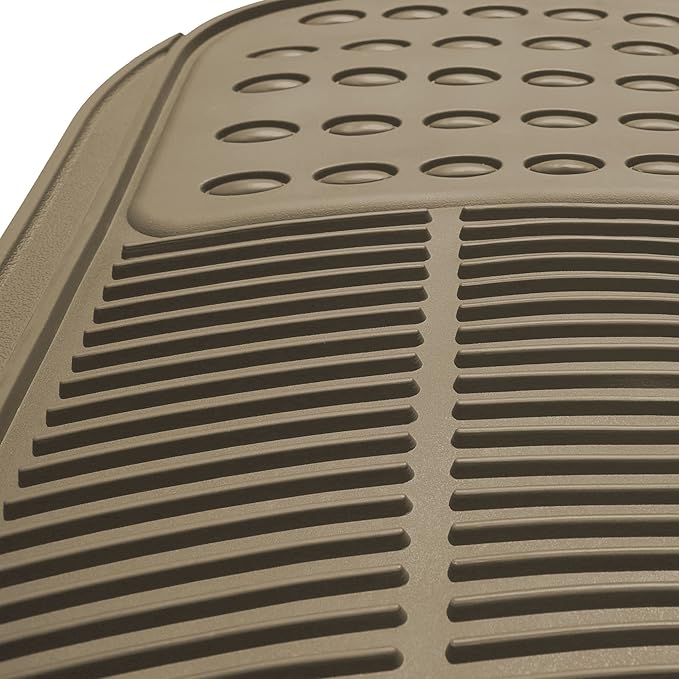 FH Group Automotive Floor Mats - Heavy-Duty Rubber Floor Mats for Cars, Universal Fit Full Set, ClimaProof Floor Mats, Trimmable Floor Mats For Most Sedan, SUV, Truck Floor Mats Beige