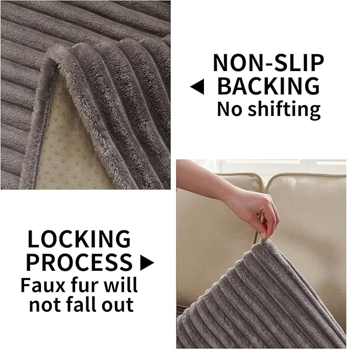HAOMAIJIA Waterproof Couch Cover for Dogs Washable,Fuzzy Pet Couch Covers for Sofa,Thick Soft Dog Bed Cover Non-Slip Couch Covers for 3 Cushion Couch Sofa Pet Friendly (Grey, 35" x 82")