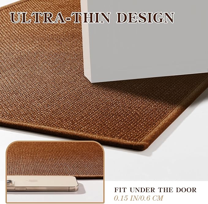 chakme Bathroom Rugs Mat 32x17, Ultra Thin Non Slip Bath Mat Quick Dry Absorbent Bath Mat for Bathroom, (Rust, 32"x17")