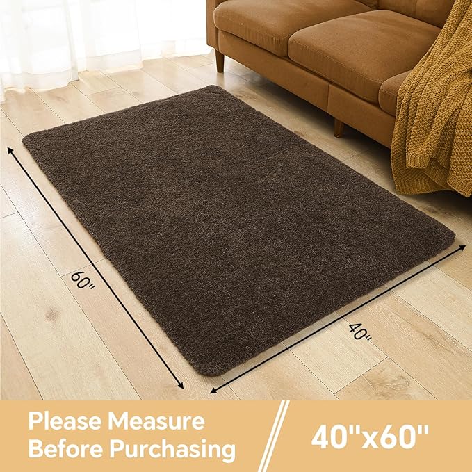 Brown Bathroom Rugs 40"x60" – Oversized Plush Non-Slip Microfiber Bath Mat, Absorbent & Washable – Ideal for Large Bathrooms or Living Rooms