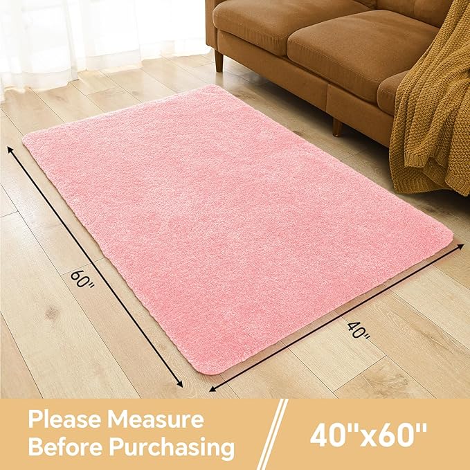 Pink Bathroom Rugs 40"x60" – Oversized Plush Non-Slip Microfiber Bath Mat, Absorbent & Washable – Ideal for Large Bathrooms or Living Rooms