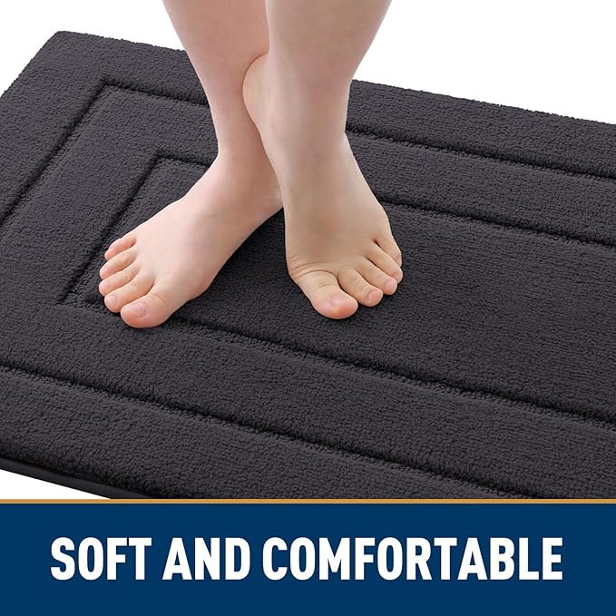 Smiry Dog Door Mat for Muddy Paws, Absorbs Moisture and Dirt, Low-Profile Entryway Mat with Non-Slip Backing, Entry Indoor Outdoor Doormat for Inside Floor (30x20 Inches, Dark Grey, Bordered)