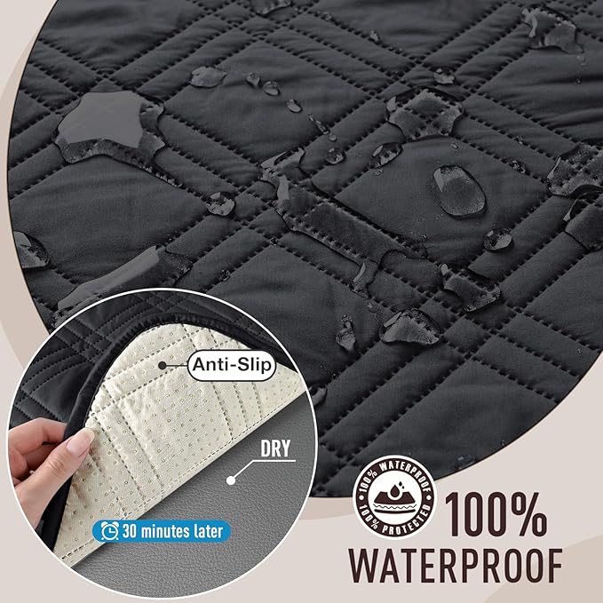 TAOCOCO Waterproof Oversized Couch Covers for Pets Dogs with Non Slip Backing, Sofa Seat Covers with Pocket for 4 Cushion Couch Washable Dog Couch Protector Sofa Slipcovers(Oversized Sofa, Black)