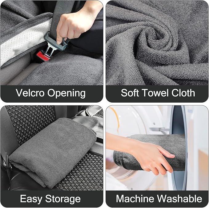 Waterproof Backseat Cover for Car Trucks Van SUV Jeep, Rear Bench Towel Seat Covers, Car Seat Protector for Gym Swimming, Universal Fits for Truck Van and SUV (Bench Grey)