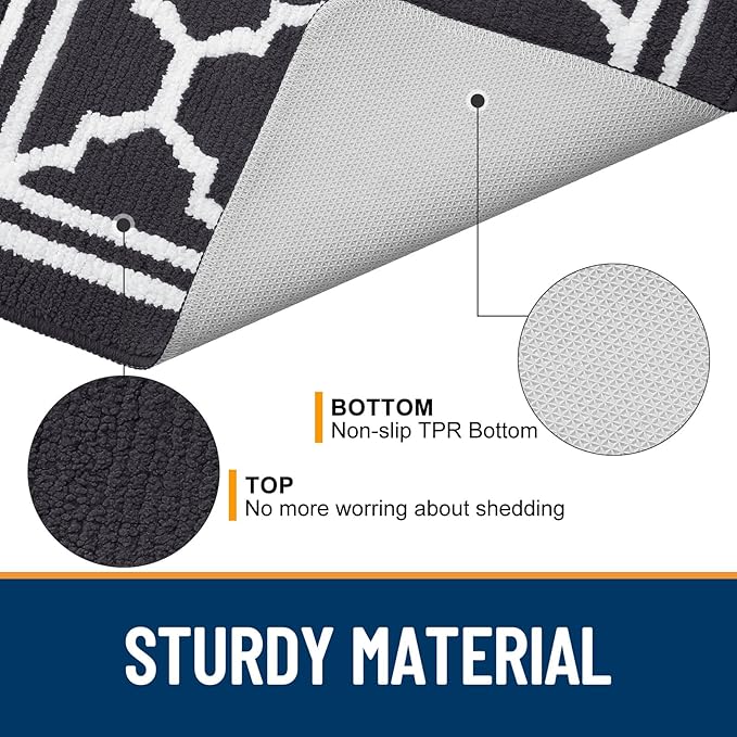 Buganda Large Indoor Door Mat, Dirt-Resistant and Absorbent Doormat, Anti-Slip, Low Profile Floor Mats for Inside Entryway, Front, and Back Door Entrance (71x47 Inches, Dark Grey)