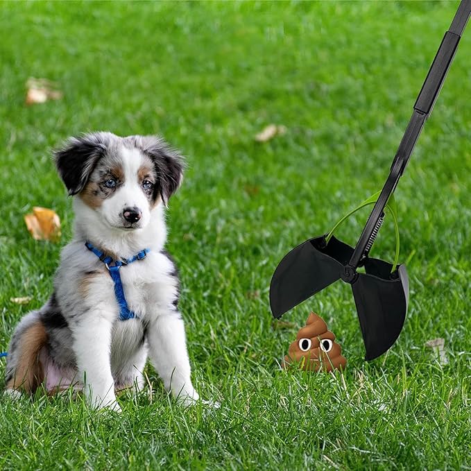 ShinyDew 32" Pooper Scooper for Large Small Dogs, Extra Long Handle Heavy Duty Poop Scoop, Foldable Dog Poop Picker Upper for Yard (Without Bag and Dispenser Attachment)