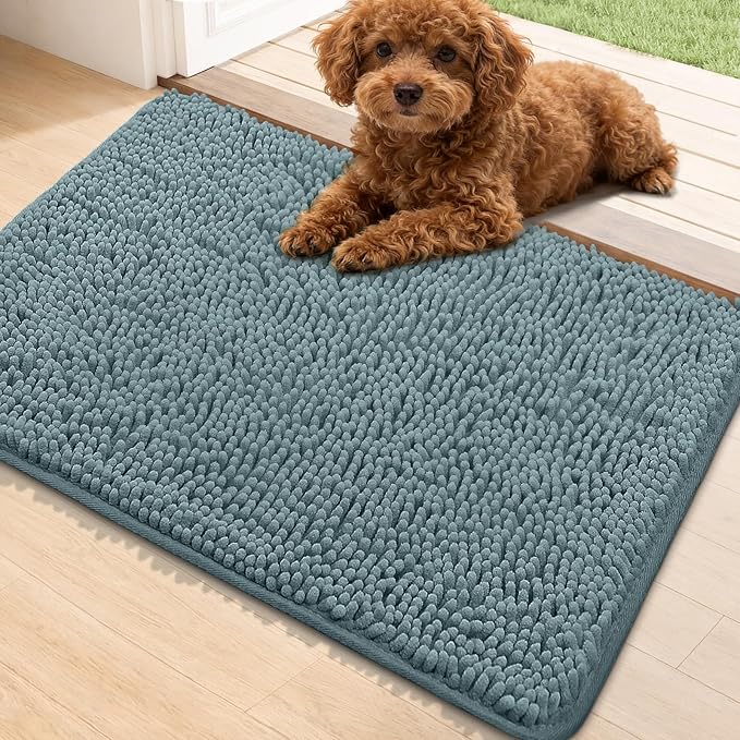Bcoimo Super Absorbent Dog Door Mat, 30"*20" Anti Slip Mat for Muddy Paws, Pet Rugs for Dirty Paws Washable That Absorbs Moisture and Dirt, for Dog Cage and Pet Resting Carpet