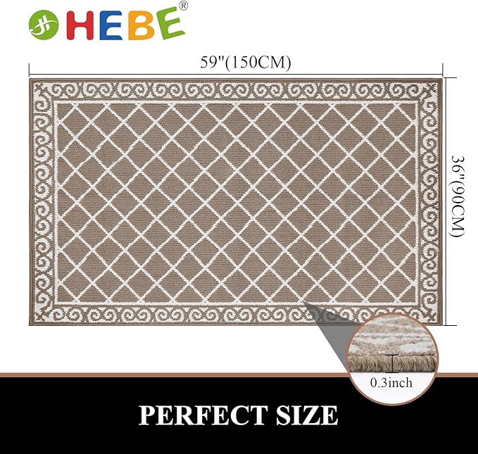 HEBE Indoor Door Mat 36”x59” Non Slip Front Door Welcome Mats Washable Shoe Mats Dirt Trapper for Entryway Low Profile Kitchen Carpet for Entrance Hallways Entrance Mat for Dogs